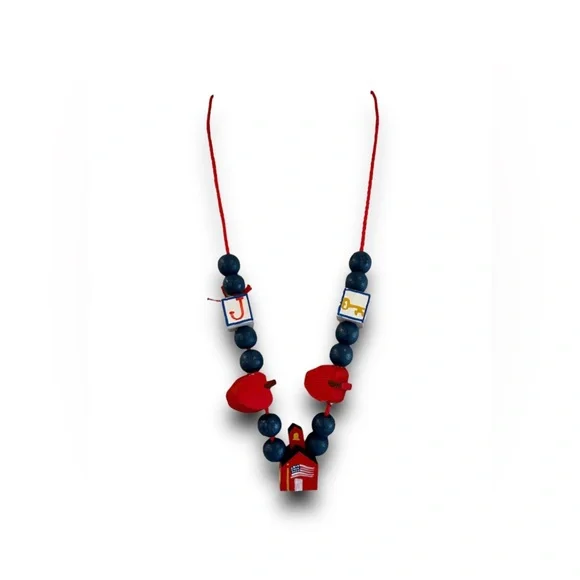 Vintage Handmade Jewelry Set Teacher Schoolhouse  Necklace Drop Earrings Novelty - Picture 5 of 8